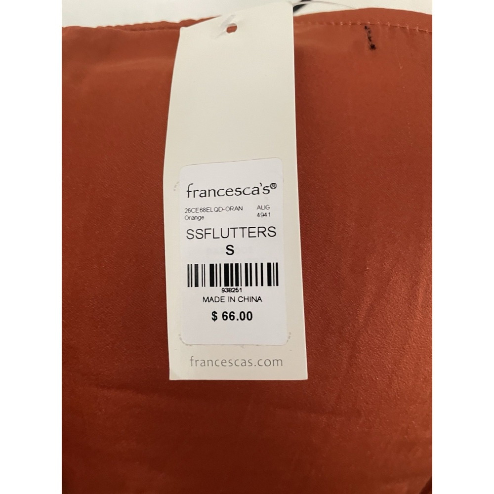Francesca's SSFLUTTERS High-Low Tie-Front Midi Dress Burnt Orange Rust Small NWT - Picture 5 of 13